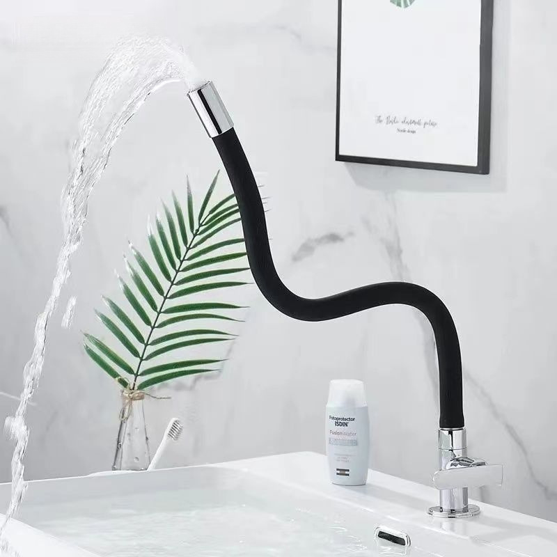 Universal rotating curved washbasin faucet, single-cooling kitchen water, wall-type vegetable washing faucet, balcony mop, household full figure