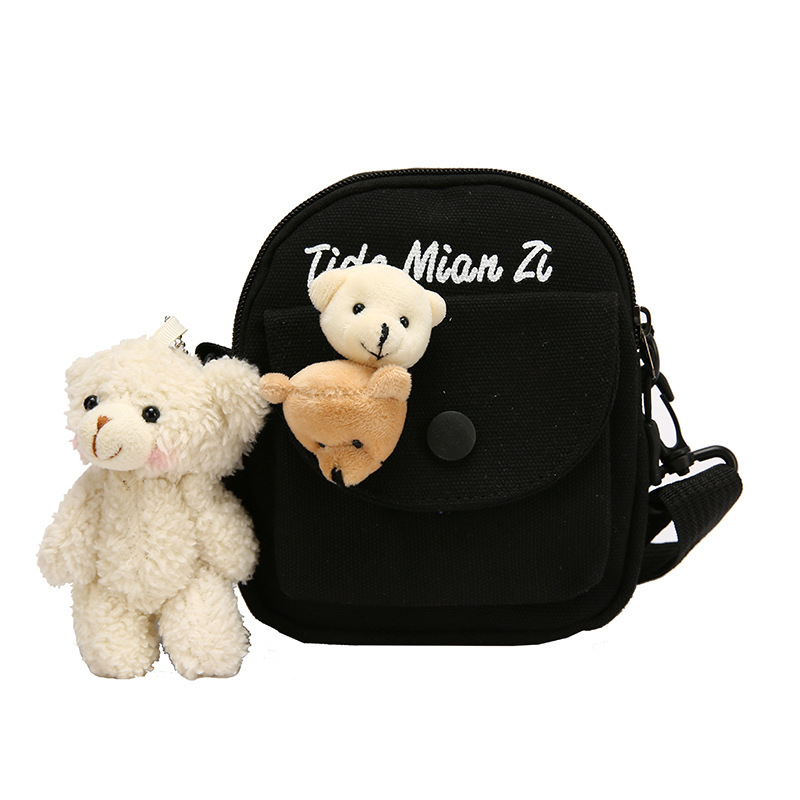 Korean version of Instagram, Japanese style Harajuku, cute and soft girl, with a unique vintage look, girl canvas single-shoulder small crossbody bag, female student Item Picture