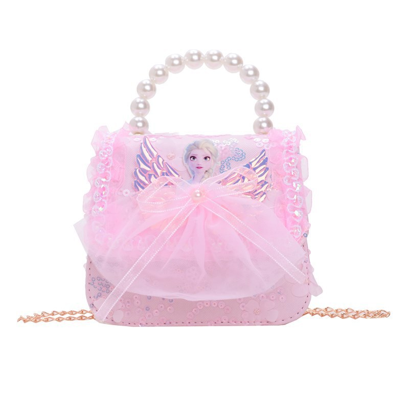 Children's bag, Little Girl 2025 Fashion single-shoulder bag, Cartoon Pearl Elsa Princess crossbody bag, mini Coin purse Item Picture