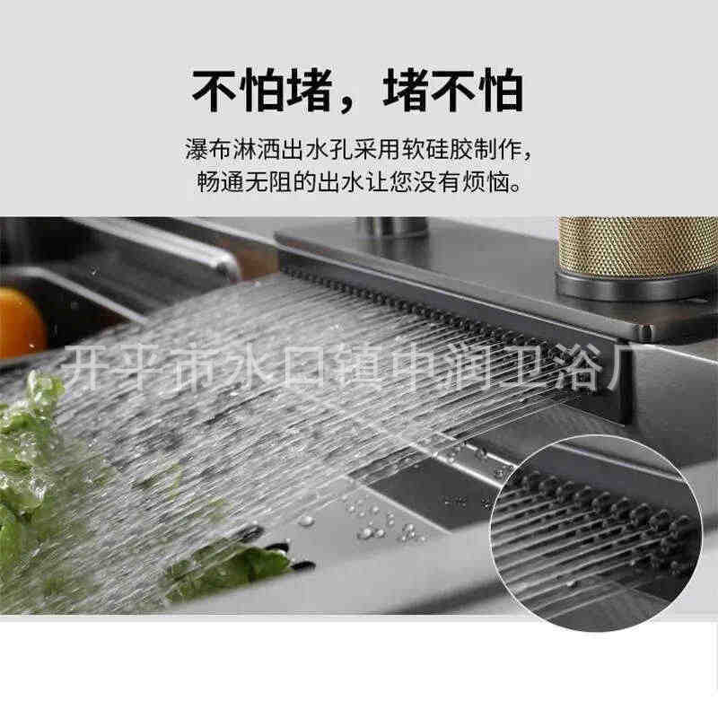 Feiyu Waterfall gun, grey sink, kitchen nano sink, double-hole pull-out faucet, Feiyu under-counter details Picture
