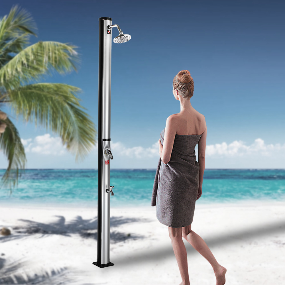 Wholesale of outdoor solar shower heads, floor-standing faucets, tall outdoor shower garden plastic shower heads and shower columns full figure