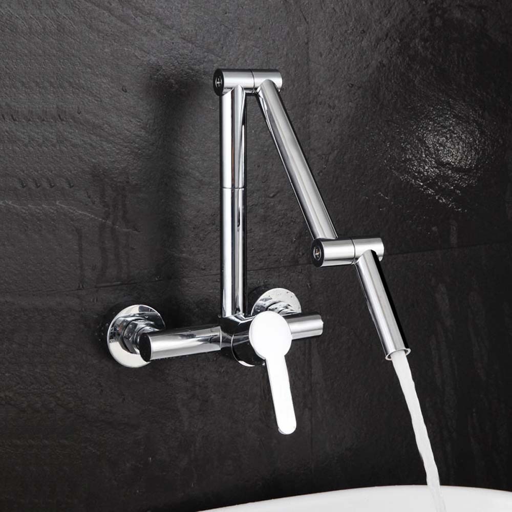 Cross-border manufacturer's all-copper kitchen faucet, cold and hot folding telescopic sink faucet, sink faucet, all-copper water faucet Item Picture