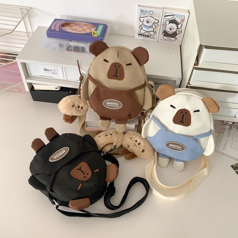 2024 Trendy cartoon versatile crossbody bag for girls' birthday, cute bear single-shoulder bag, design sense, niche casual bag for girls full figure