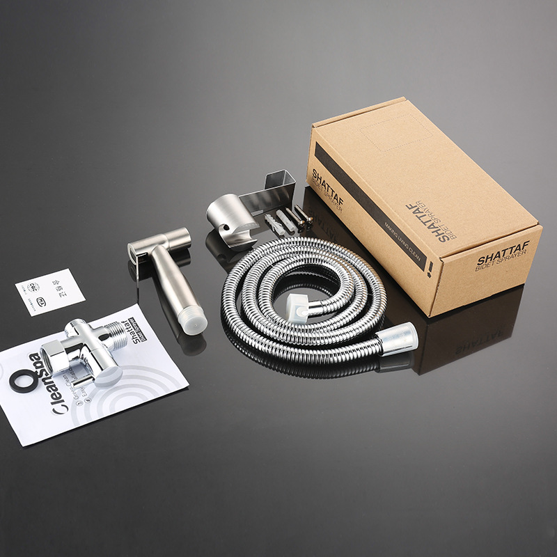 All-copper US standard 7/8 toilet water distributor, 304 stainless steel gynecological washbasin, toilet spray gun set, explosion-proof shower hose details Picture