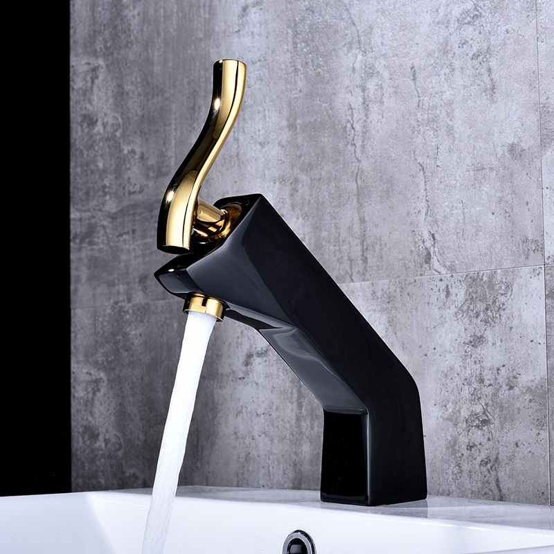 Factory direct sales of European-style matte colored washbasins, hot and cold mixed faucets, thickened all-copper main body bathroom cabinet faucets full figure