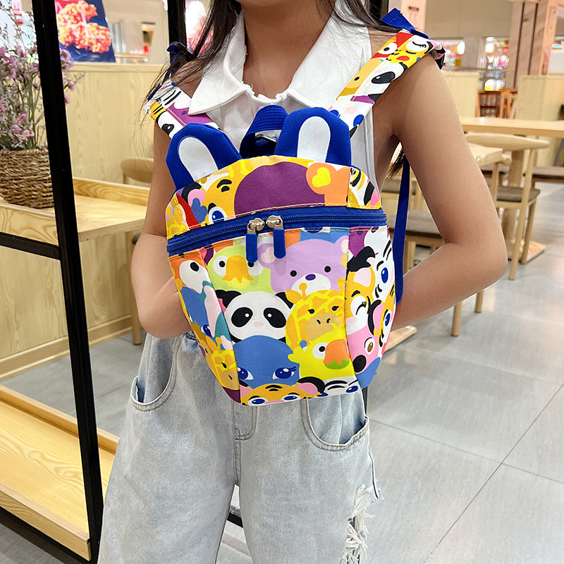 Wholesale schoolbags for boys and girls in kindergartens, cartoon anti-wandering ropes, children's backpacks, and trendy casual bags for children aged 2 to 6 details Picture