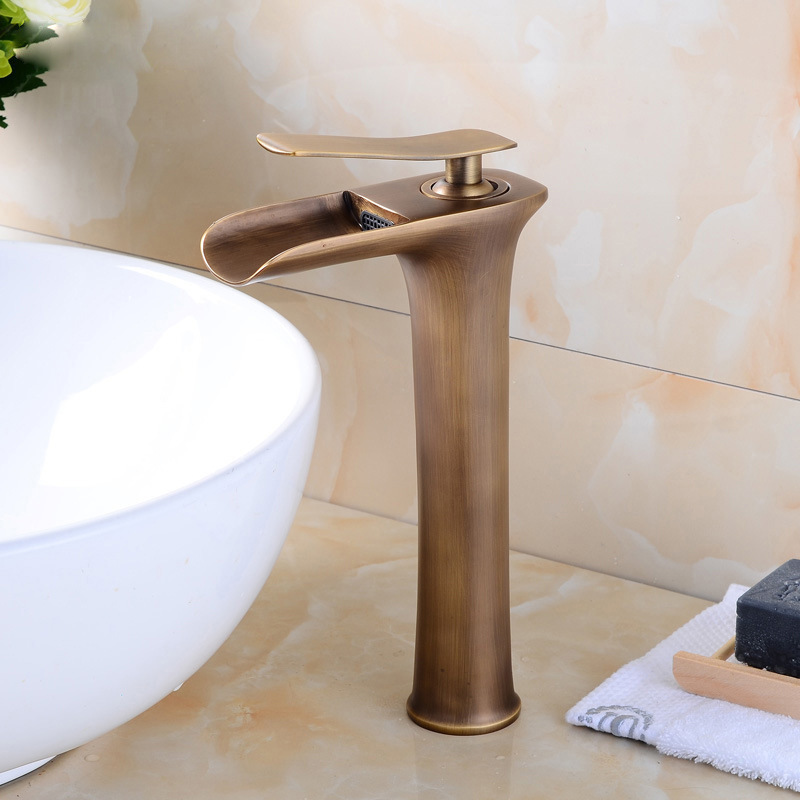 Nordic countertop basin, underside basin faucet, bathroom basin faucet, hot and cold waterfall faucet, bathroom faucet details Picture