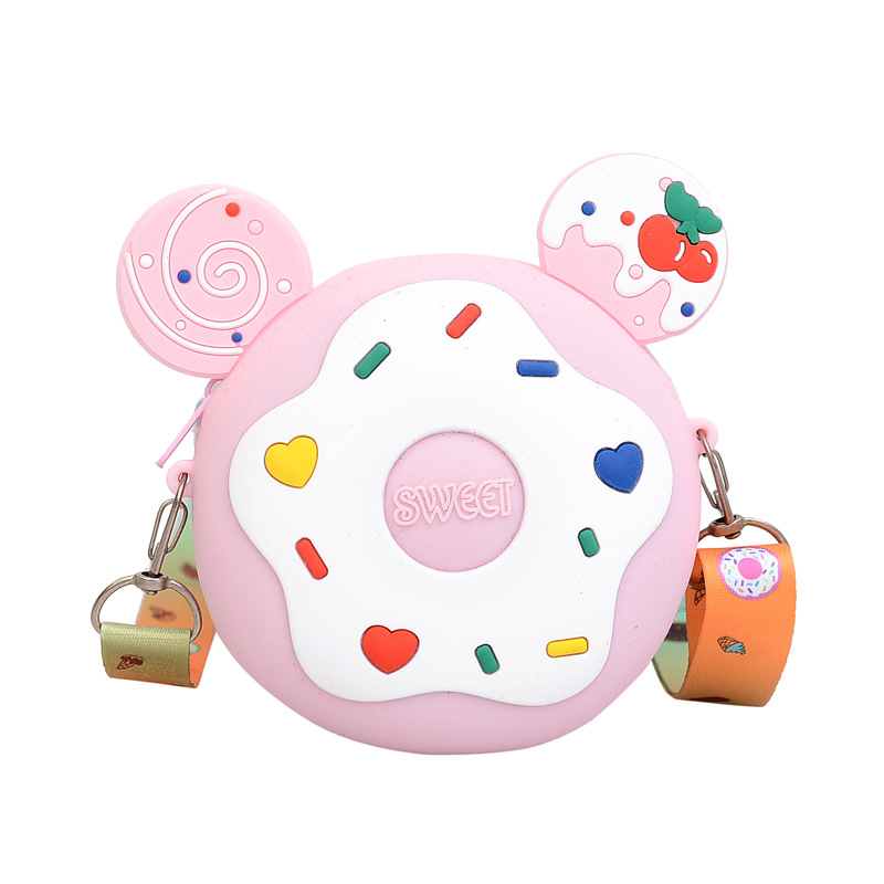 Children's bags: Cute princess crossbody bag for girls, stylish and fashionable single-shoulder bag, unique doughnut, silicone bags for boys and girls Item Picture