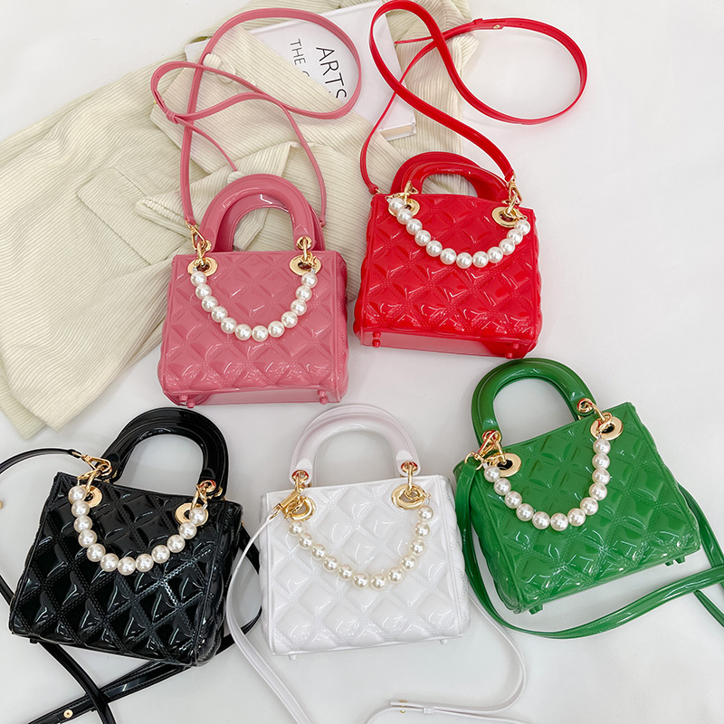 2025 Summer New trendy jelly bag, high-end Princess bag, diamond-shaped mini bag, single-shoulder hand-carry, crossbody pvc bag full figure