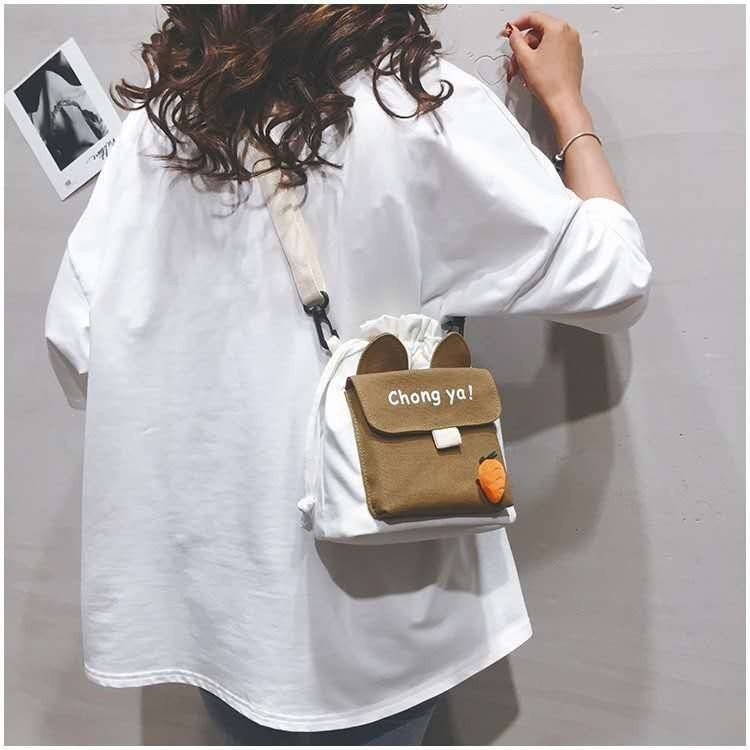 "2020 New style canvas bags for foreign trade, Korean style creative and fashionable shoulder bags, crossbody bags, one-piece consignment. details Picture