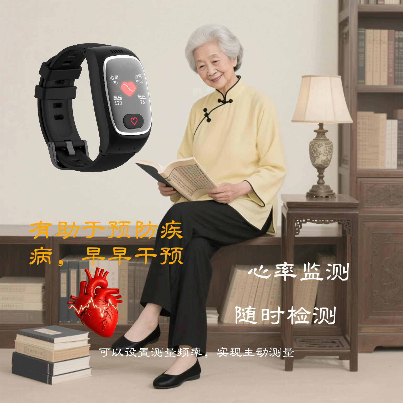 L16 Smart bracelet gps positioning 4g all-network compatible elderly Guardian Device, smart monitoring for blood pressure and heart rate, smart watch Specification drawing