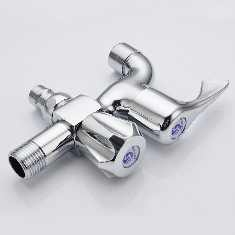 Copper faucet for dual use, one in and two out, household quick-opening washing machine faucet, 4-point manufacturer wholesale Specification drawing