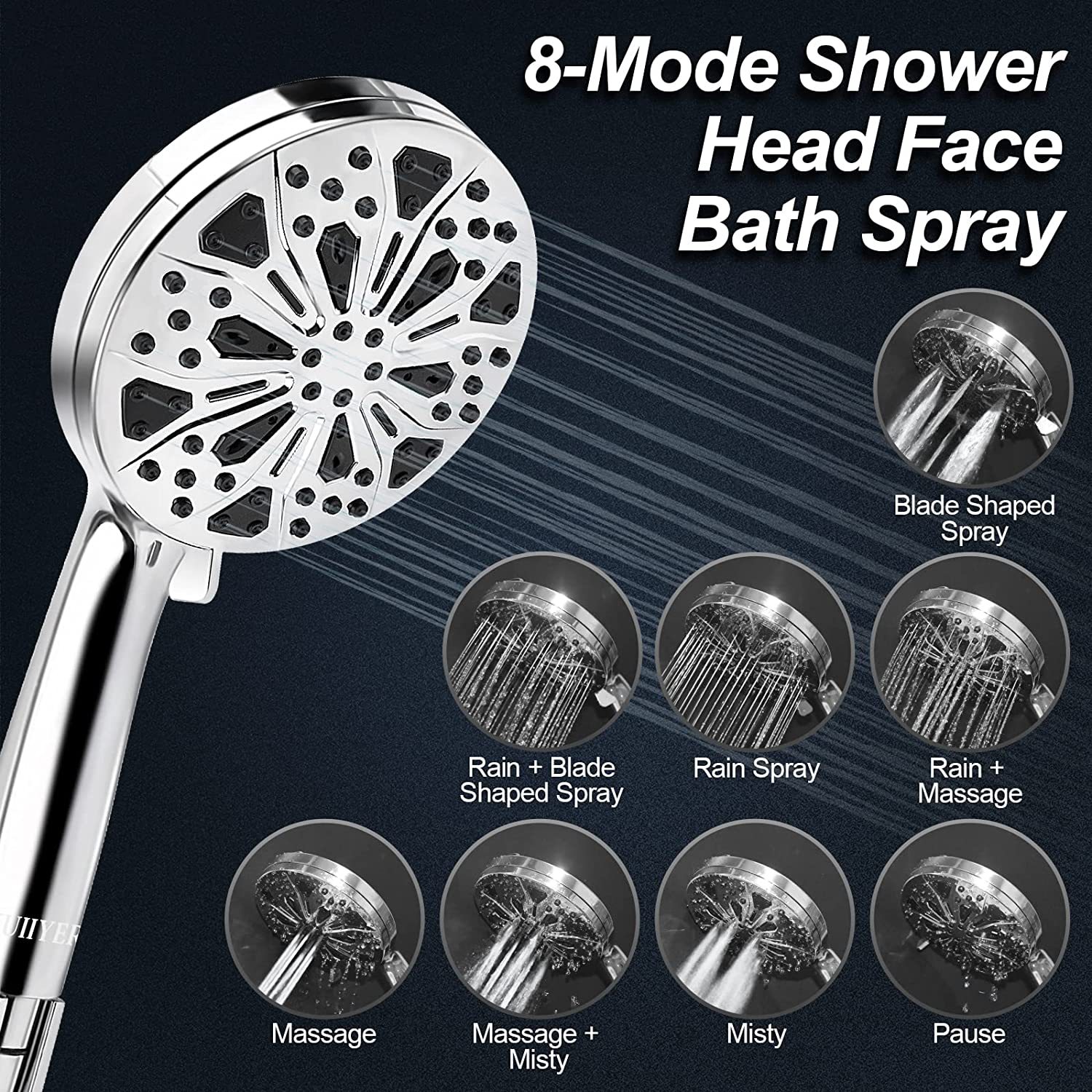 Foreign trade bathroom household showerhead set, multi-functional water spray mode constant temperature pressurized shower showerhead set Specification drawing