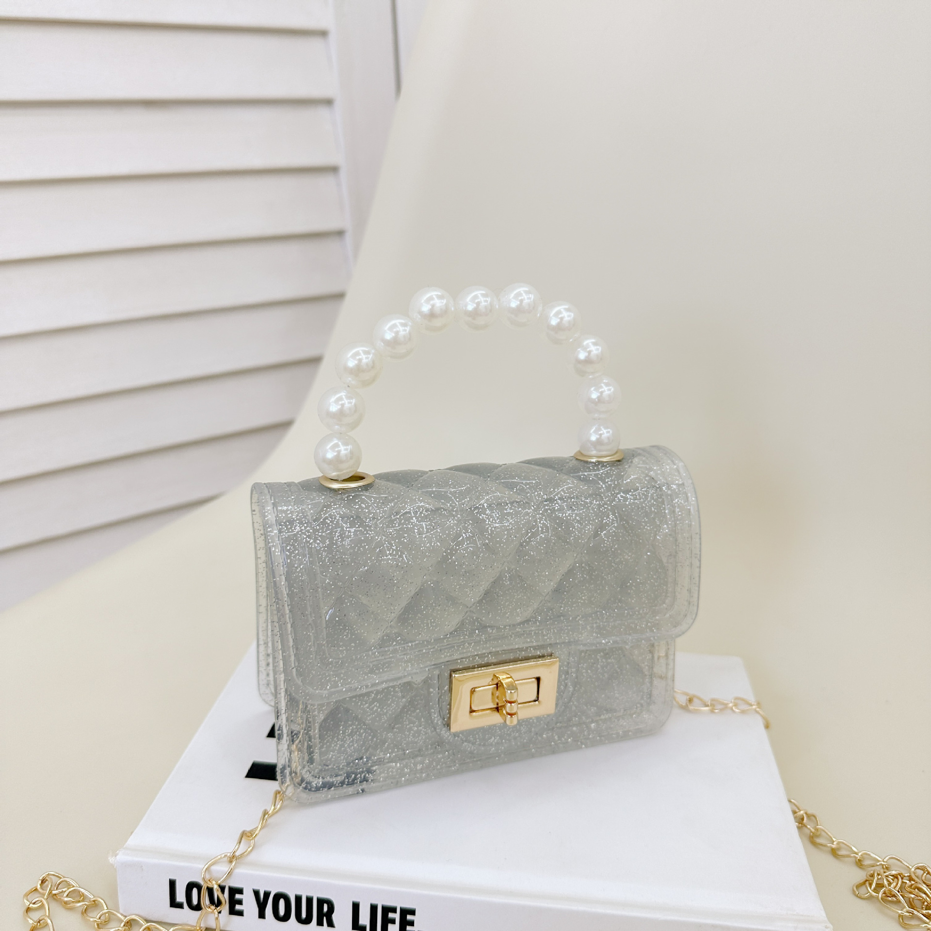 2025 New pearl bags, children's bags, handbags, single-shoulder bags, crossbody bags, ladies' bags, jelly bags, small diamond bags details Picture