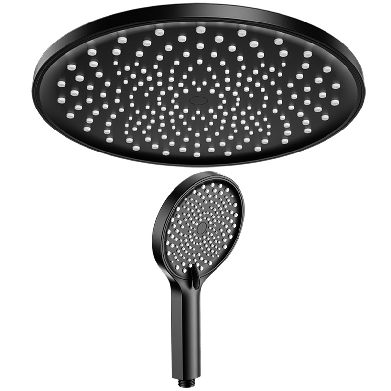 Xiamen Die Cheng Man Tian Xing hand-held shower head set, large shower head for bathing, black electroplated hand spray Specification drawing