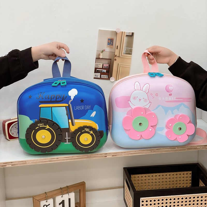 Children's hard-shell schoolbags, cartoon fashion, boys' engineering vehicles, light and fun backpacks, girls' little rabbits, small middle class Specification drawing