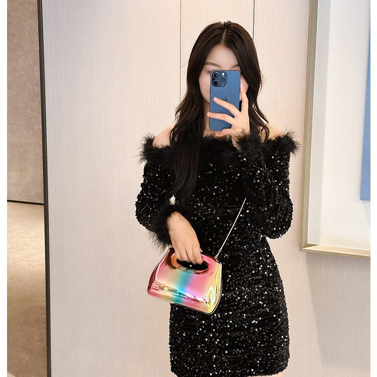 European and American cross-border acrylic bag, square fat box, clutch bag, metallic evening bag, decorative items, crossbody for women Application Scenario