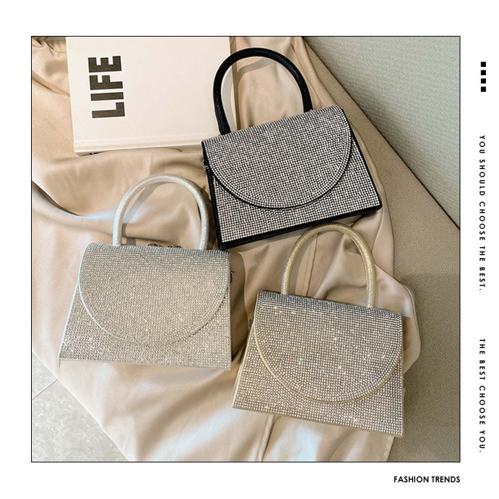 New cross-border foreign trade dinner bags, European and American fashionable handbags, diamond banquet clutch bags, evening dress bags full figure