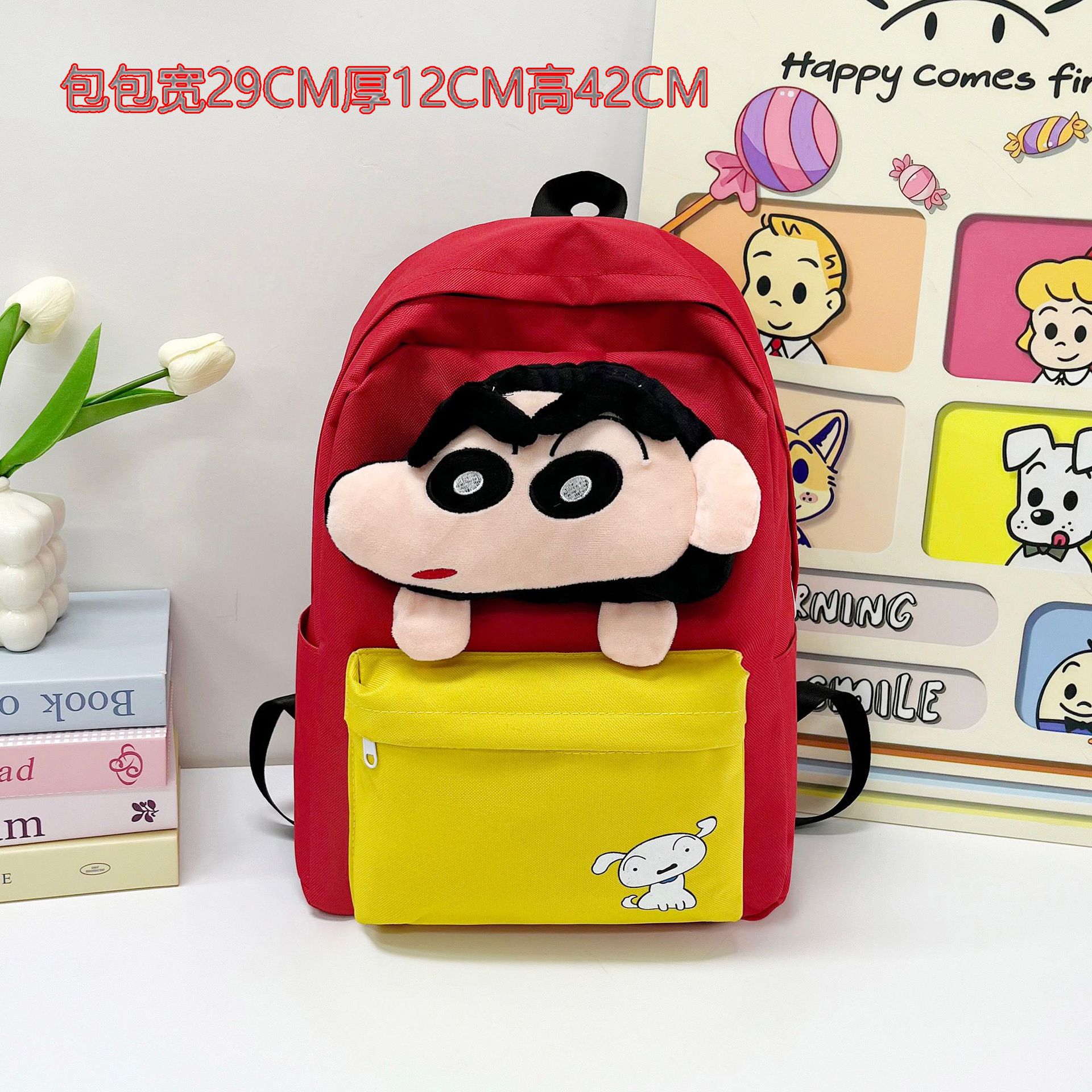 New Crayon Shin-chan cartoon children's backpack, cute and casual student schoolbag, plush toy backpack, cross-border full figure