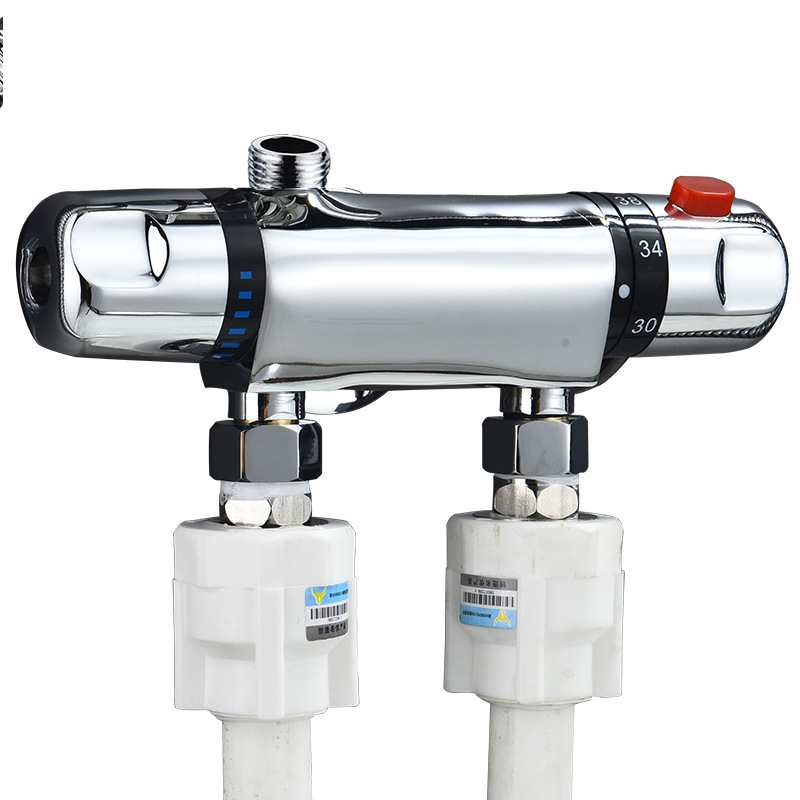Original manufacturer's exposed alloy constant-temperature mixing valve faucet, bathroom rain shower head, automatic warm water control valve set Item Picture