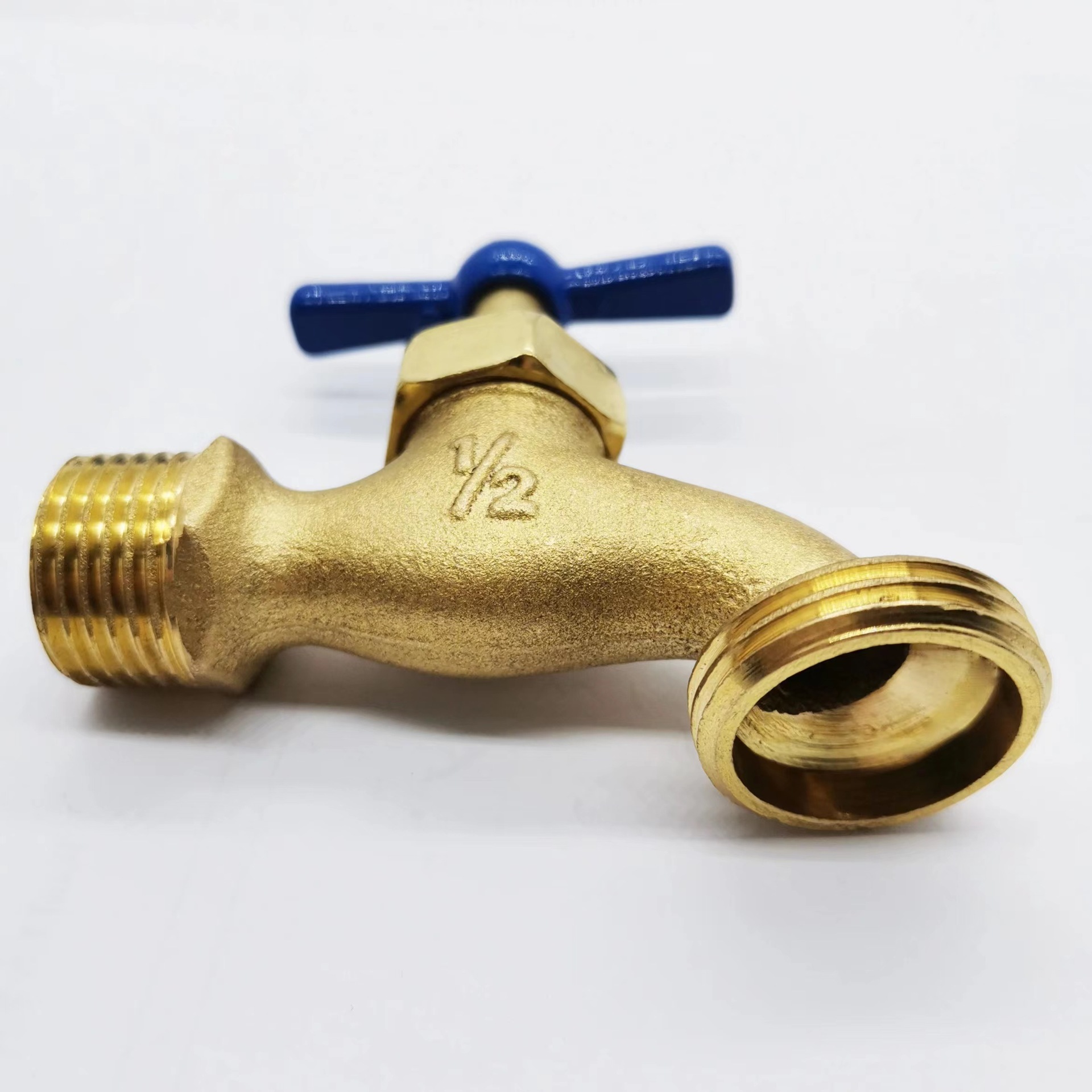 South American exclusive copper body slow-opening 4-inch faucet, outdoor garden faucet, 1/2*3/4 high-flow washing machine faucet Specification drawing