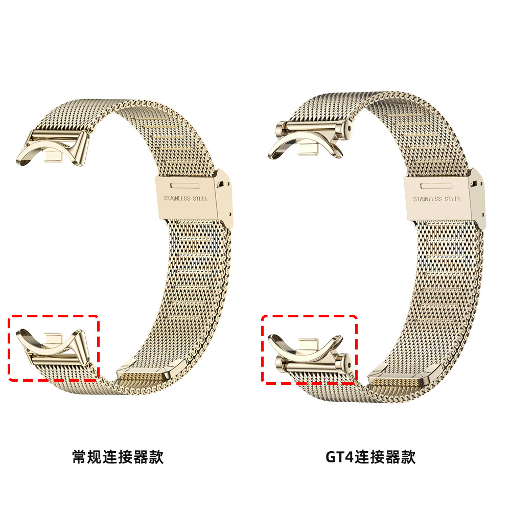 Applicable to Xiaomi Band 10/9/8, metal wristband connector, stainless steel Milan three-bead pendant necklace Specification drawing