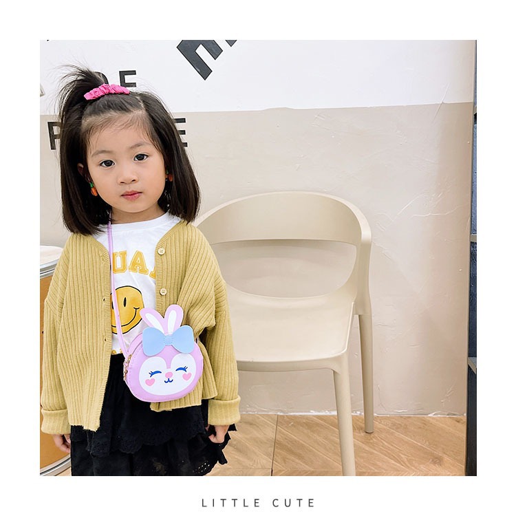 Cartoon rabbit children's bag, stylish, cute, soft and adorable, girlish, fashionable bag, small coin bag, trendy mini crossbody bag Specification drawing