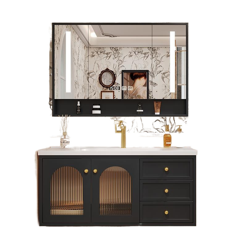 Av8 Oak French Retro bathroom cabinet, ceramic integrated basin, bathroom washbasin cabinet, combination washbasin Item Picture