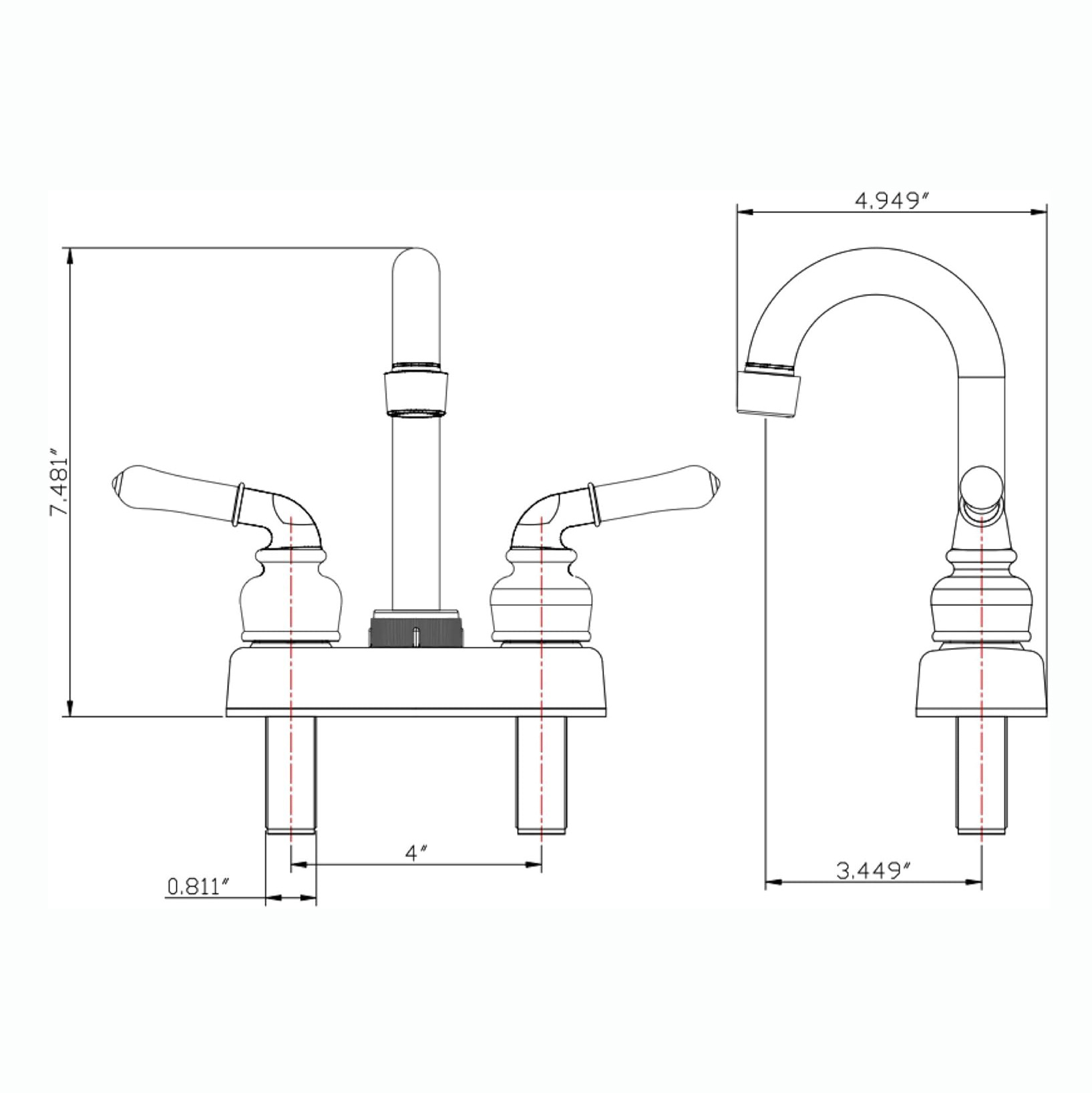 North American double handle washbasin Faucet RV Bathroom Sink Faucet Application Scenario