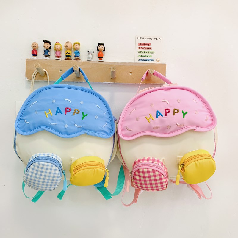 The new children's kindergarten baby double-shoulder small schoolbag and student storage bag feature a fashionable design and are cute Specification drawing
