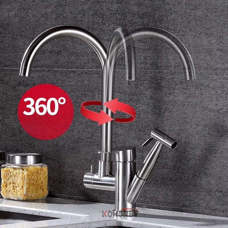 Stainless steel kitchen faucet with spray gun, pressurized pull-out cold and hot washing basin, sink, telescopic washing sink details Picture