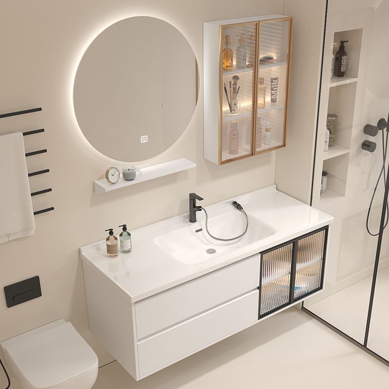 Modern ceramic integrated basin bathroom cabinet combination, modern and simple washbasin and washbasin set, bathroom washbasin full figure