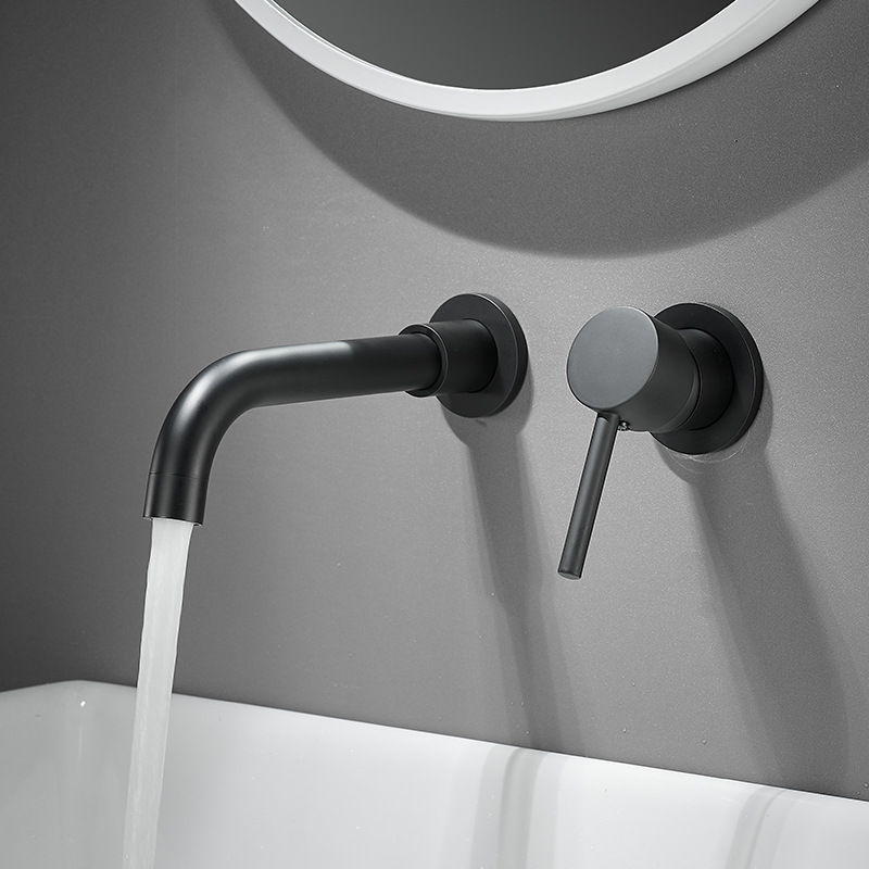 Concealed wall-mounted basin faucet, hot-melt pre-embedded cold and hot wall drainage water outlet, embedded washbasin faucet full figure