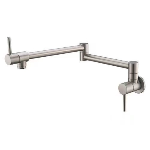 Cross-border folding wall-mounted washbasin faucet, kitchen extended telescopic rotating universal stainless steel single-cooling faucet Item Picture