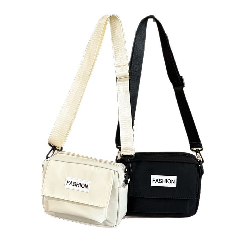 Cross-border canvas bags, couple single-shoulder bags, sturdy and durable small square bags, simple and elegant texture, student bags, women's crossbody bags Item Picture