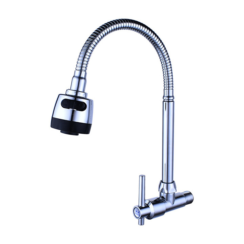 Kitchen faucet, large elbow universal pipe, single cold sink faucet, household rotatable vertical faucet Item Picture