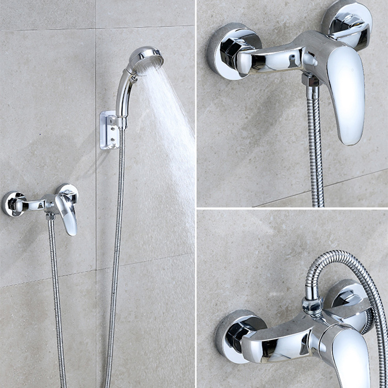 All-copper mixed water valve, school engineering bathroom simple set, bathtub faucet, household explosion-proof two-in-one shower faucet Specification drawing