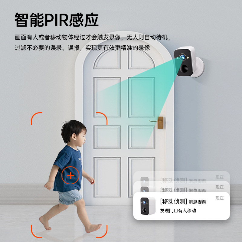 Unplugged wireless camera for home mobile phone remote access to the door, 4g outdoors and mobile in the indoor corridor Application Scenario