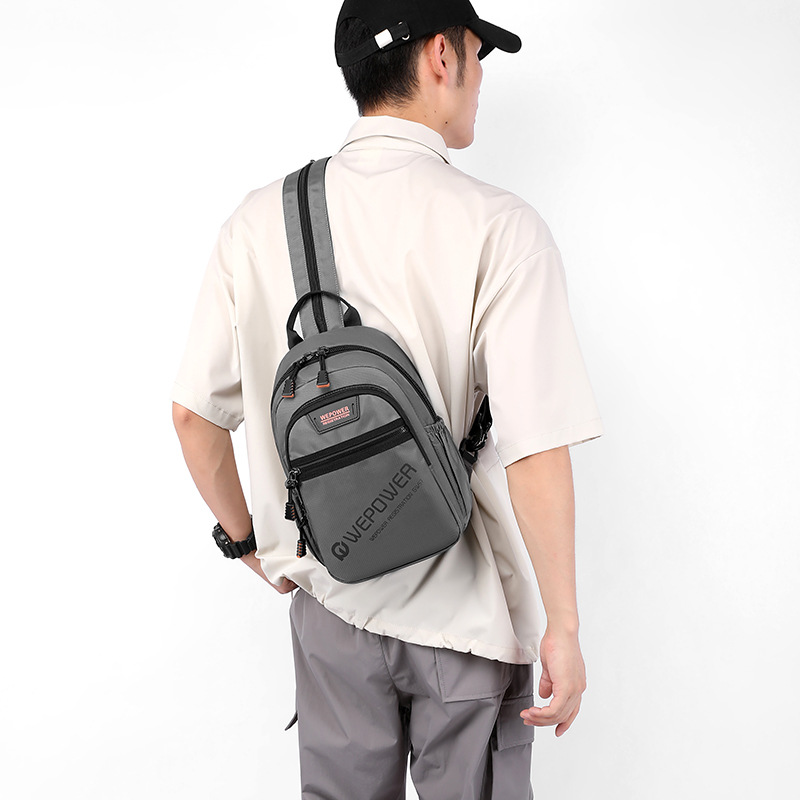 The new WEPOWER men's business casual chest bag is suitable for single-shoulder crossbody and can be worn with both shoulders for outdoor trips Specification drawing