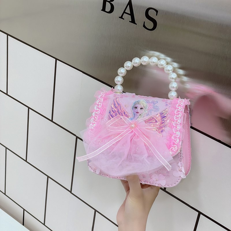 Children's bag, Little Girl 2025 Fashion single-shoulder bag, Cartoon Pearl Elsa Princess crossbody bag, mini Coin purse details Picture