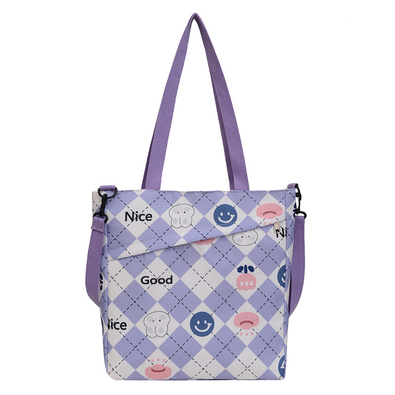 New nylon large-capacity hand-held student storage bag, cute cartoon outdoor bento bag, high appearance level single-shoulder women's bag Item Picture