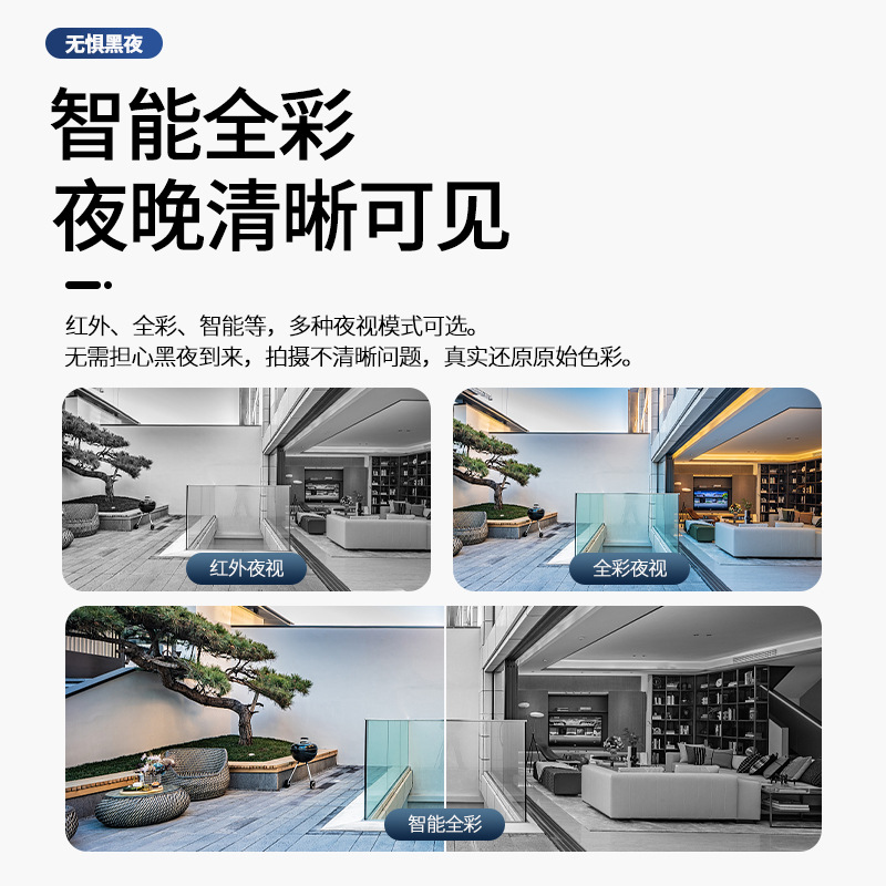 High-definition monitor, 360-degree seamless outdoor home camera, wireless mobile phone remote outdoor night vision photography Specification drawing