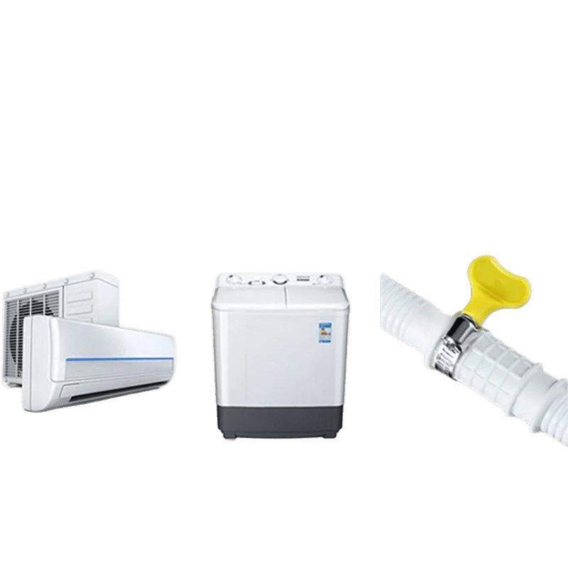 The semi-automatic old-fashioned washing machine's water inlet hose faucet is connected to an extended water supply pipe, and the air conditioner's discharge water can be used as a dual-purpose watering pipe Item Picture