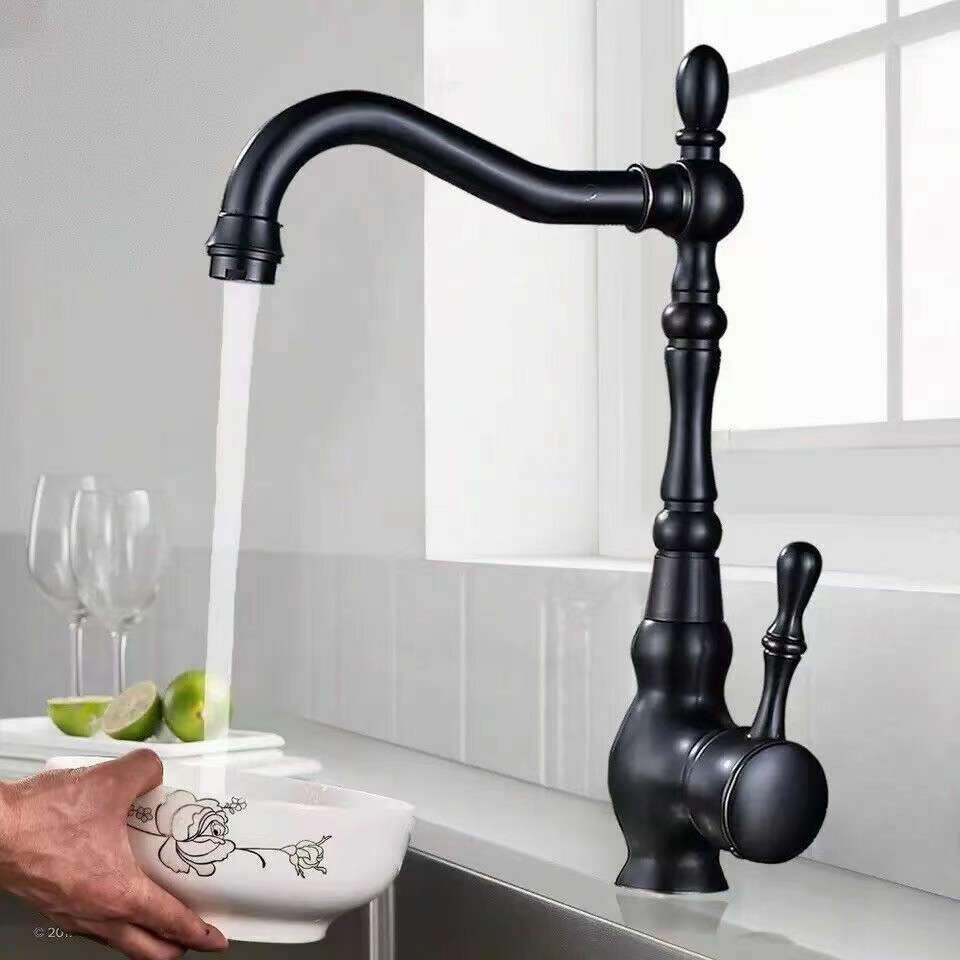 European-style antique faucet, all-copper hot and cold rotating sink faucet, sink, face wash and vegetable basin, kitchen faucet full figure