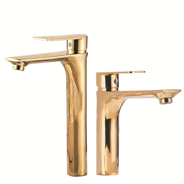 Titanium gold washbasin, hot and cold water faucet, washbasin, countertop, black and gold bathroom cabinet, Nordic washbasin faucet full figure