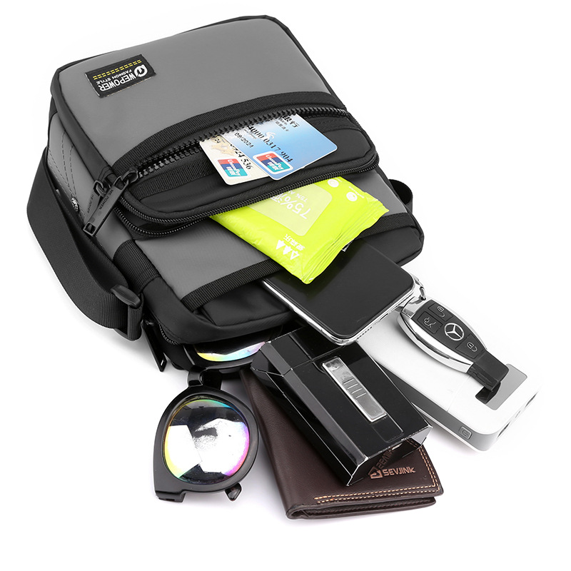 Wholesale of new men's single-shoulder bags, outdoor casual crossbody bags, sports travel backpacks, water-resistant nylon fabric men's bags details Picture