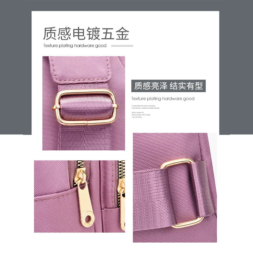 The new women's embroidered nylon crossbody bag is fashionable and versatile. The embroidered checkered chest bag is a simple and everyday outdoor travel bag for women details Picture