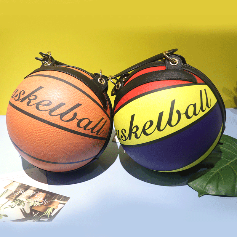 The new round, personalized, painted and graffiti basketball bag with chain and small round bag from Europe and America cross-border for women in 2025 is trendy full figure