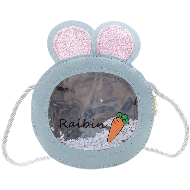New children's single-shoulder crossbody princess bag, flowing sand little cat round bag, trendy and cute girls' travel accessory bag Item Picture