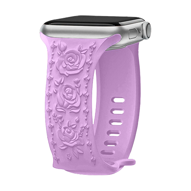 Suitable for Apple 9th generation rose embossed silicone Watch strap Apple Watch Ultra 2 Silicone watch strap Item Picture
